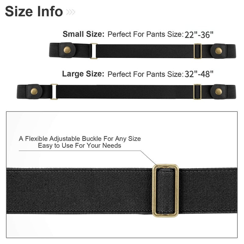 WHIPPY 4 Pieces No Buckle Stretch Women Belt for Jeans Pants, Buckle Free Comfortable Invisible Elastic Belts (Black Khaki Blue Brown, Fit Pants Size 22-36 Inches) - Image 4